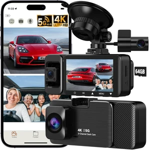 3 Channel 4K Dash Cam, Dash Cam Front and Rear Inside 170°/150°/150° Wide Angle View, Dash Camera for Cars with 64GB Card Included, Loop Recording, Night Vision, G-Sensor, 5GHz WiFi, 24Hr Parking 3 Channel 4K Dash Cam, Dash Cam Front and Rear Inside 170°/150°/150° Wide Angle View, Dash Camera for Cars with 64GB Card Included, Loop Recording, Night Vision, G-Sensor, 5GHz WiFi, 24Hr Parking
