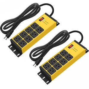 2PCS Heavy Duty Power Strip Surge Protector 20 AMP, 8 Outlets 12 Gauge Shop Garage Metal Multiple Outlets, 15 FT Extension Cord 5-15P Adapter High Amp 6-20R T-Slot 20a for Appliance Yellow 2PCS Heavy Duty Power Strip Surge Protector 20 AMP, 8 Outlets 12 Gauge Shop Garage Metal Multiple Outlets, 15 FT Extension Cord 5-15P Adapter High Amp 6-20R T-Slot 20a for Appliance Yellow