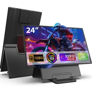 24" Large Portable Monitor, 1080P FHD 100Hz IPS Monitor, Height-Adjustable & Rotatable Screen(Horizontal/Vertical), Built-in Speakers, Requires Wall Outlet, Travel Monitor for Laptop / MacBook / PC 24" Large Portable Monitor, 1080P FHD 100Hz IPS Monitor, Height-Adjustable & Rotatable Screen(Horizontal/Vertical), Built-in Speakers, Requires Wall Outlet, Travel Monitor for Laptop / MacBook / PC