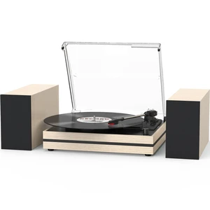 Record Player for Vinyls with Two External Speakers Belt-Drive Turntables Vinyls Records Dual Stereo Speakers LP Players 3 Speed 3 Size Wireless AUX-in Auto Stop Stylish New Sleek Wood Lvory White Record Player for Vinyls with Two External Speakers Belt-Drive Turntables Vinyls Records Dual Stereo Speakers LP Players 3 Speed 3 Size Wireless AUX-in Auto Stop Stylish New Sleek Wood Lvory White