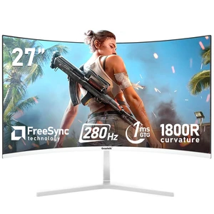 27 Inch PC Computer Screen,1800R Curved Gaming 280Hz Monitors, FHD 1080p 1ms, Freesync, 98% sRGB,178 ° Angle View HDMI2.0DisplayPort, Compatible with Wall-Mounted 100 * 100MM-White 27 Inch PC Computer Screen,1800R Curved Gaming 280Hz Monitors, FHD 1080p 1ms, Freesync, 98% sRGB,178 ° Angle View HDMI2.0DisplayPort, Compatible with Wall-Mounted 100 * 100MM-White