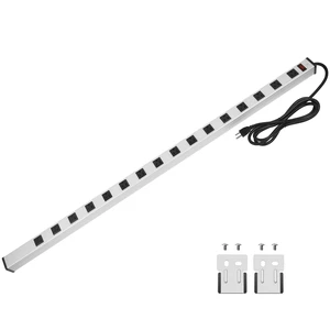 Long Heavy Duty Metal Power Strip, 16 Outlet Large Industrial Multi Wide Strip for Garage Workshop, Extension Cord with Multiple Outlets, 15A, 125V, 1875W. 25 FT, Sliver Long Heavy Duty Metal Power Strip, 16 Outlet Large Industrial Multi Wide Strip for Garage Workshop, Extension Cord with Multiple Outlets, 15A, 125V, 1875W. 25 FT, Sliver