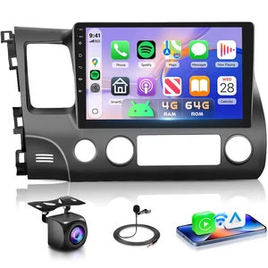 4G+64G for Honda Civic 2006-2011 Car Stereo Radio 10.1 inch Android 15 Wireless Carplay Android Auto Touch Screen Bluetooth5.0 GPS Navigation WiFi 32-EQ FM/RDS Backup Camera 4G+64G for Honda Civic 2006-2011 Car Stereo Radio 10.1 inch Android 15 Wireless Carplay Android Auto Touch Screen Bluetooth5.0 GPS Navigation WiFi 32-EQ FM/RDS Backup Camera