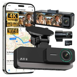 4K+2.5K+2.5K 3 Channel Dash Cam - Front/Rear/Inside - 5.8GHz WiFi 6 Dashcam with IR Night Vision, 64GB Card, 24H Parking Mode, G-Sensor - Car Dash Cam for Rideshare & Taxi 4K+2.5K+2.5K 3 Channel Dash Cam - Front/Rear/Inside - 5.8GHz WiFi 6 Dashcam with IR Night Vision, 64GB Card, 24H Parking Mode, G-Sensor - Car Dash Cam for Rideshare & Taxi