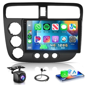 4G+128G Car Radio for Honda Civic 2001-2005 Stereo 9 inch in-Cell Screen Full Touchscreen Wireless CarPlay/Android Auto Android 15 Bluetooth DSP FM/RDS GPS WiFi SWC AHD Backup Camera 4G+128G Car Radio for Honda Civic 2001-2005 Stereo 9 inch in-Cell Screen Full Touchscreen Wireless CarPlay/Android Auto Android 15 Bluetooth DSP FM/RDS GPS WiFi SWC AHD Backup Camera
