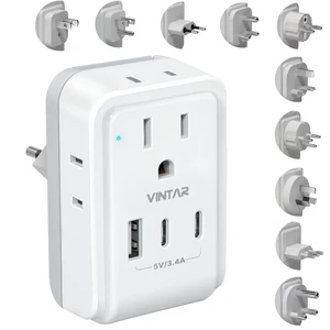 Universal Travel Adapter Kit, International Power Adapter with 4AC and 3USB Ports(2 USB-C), Type A,B,C,D,E/F,G,H,I,L,M Swap Adapt Attachments, Travel Adapter Worldwide for Europe/Africa/India Universal Travel Adapter Kit, International Power Adapter with 4AC and 3USB Ports(2 USB-C), Type A,B,C,D,E/F,G,H,I,L,M Swap Adapt Attachments, Travel Adapter Worldwide for Europe/Africa/India
