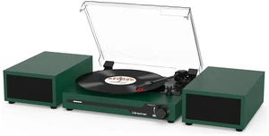 Vinyl Record Player with External Speakers BT 5.3 Wireless Turntable Portable with 3 Speed USB Vintage DarkGreen Vinyl Record Player with External Speakers BT 5.3 Wireless Turntable Portable with 3 Speed USB Vintage DarkGreen