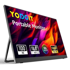 Portable Monitor for Laptop 100Hz 18.5" FHD 1080P Screen IPS Display with USB Type C Port and Speakers with Smart Cover Metal Compatible with PC, MacBook, Xbox (Black) Portable Monitor for Laptop 100Hz 18.5" FHD 1080P Screen IPS Display with USB Type C Port and Speakers with Smart Cover Metal Compatible with PC, MacBook, Xbox (Black)
