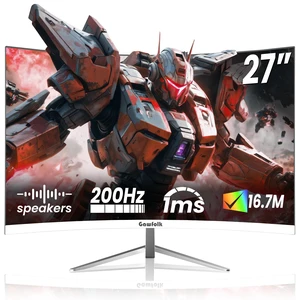 27" Curved Gaming Monitor, 180Hz/200Hz FHD 1920x1080 1800R Immersive VA Panel, 1ms Response Time, FreeSync, Built-in Speakers, HDMI, VESA Mountable, White 27" Curved Gaming Monitor, 180Hz/200Hz FHD 1920x1080 1800R Immersive VA Panel, 1ms Response Time, FreeSync, Built-in Speakers, HDMI, VESA Mountable, White