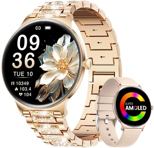 Ultra-Thin Smart Watch for Women,1.43" Always-on Display Smart Watch with Bluetooth Call,Health Tracker 100+ Sports Modes, Mutifuction Women Smartwatch for Android iOS 2 Straps(Gold) Ultra-Thin Smart Watch for Women,1.43" Always-on Display Smart Watch with Bluetooth Call,Health Tracker 100+ Sports Modes, Mutifuction Women Smartwatch for Android iOS 2 Straps(Gold)
