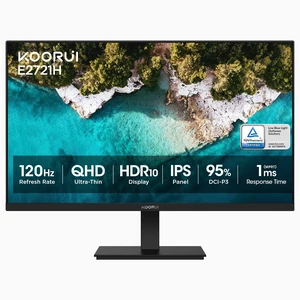 27 Inch QHD (2560x1440) IPS HDR Ultra-Thin Computer Gaming Monitor, 120Hz Refresh Rate, DCI-P3 95%, FreeSync & G-Sync, 1ms MPRT, VESA 100x100mm, Tilt Adjustable for Game and Work, E2721H 27 Inch QHD (2560x1440) IPS HDR Ultra-Thin Computer Gaming Monitor, 120Hz Refresh Rate, DCI-P3 95%, FreeSync & G-Sync, 1ms MPRT, VESA 100x100mm, Tilt Adjustable for Game and Work, E2721H