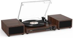 Vinyl Record Player with External Speakers BT 5.3 Wireless Turntable Portable with 3 Speed USB Vintage Wooden Coffee Vinyl Record Player with External Speakers BT 5.3 Wireless Turntable Portable with 3 Speed USB Vintage Wooden Coffee