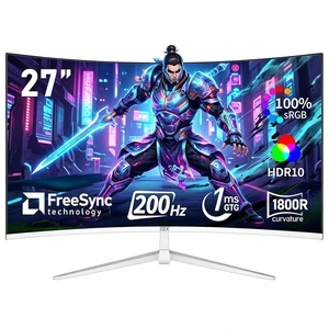27" Curved Gaming Monitor, Full HD(1920x1080P) VA Panel 1800R Computer Monitor,200HZ CP Screen,100% sRGB,3Sides Frameless, Flicker-Less,Blue Light Filter, for Office & Gaming 27" Curved Gaming Monitor, Full HD(1920x1080P) VA Panel 1800R Computer Monitor,200HZ CP Screen,100% sRGB,3Sides Frameless, Flicker-Less,Blue Light Filter, for Office & Gaming