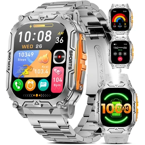 Military Smart Watches for Men(Answer/Dial Calls),2.01" Ultra Large Smartwatch with 60 Days Extra-Long Battery/Heart Rate/Sleep Monitor/Flashlight/2 Straps,Rugged Fitness Watch for iOS and Android Military Smart Watches for Men(Answer/Dial Calls),2.01" Ultra Large Smartwatch with 60 Days Extra-Long Battery/Heart Rate/Sleep Monitor/Flashlight/2 Straps,Rugged Fitness Watch for iOS and Android