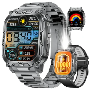 Military Smart Watches for Men(Answer/Dial Calls),2.01" Ultra Large HD Smartwatch with 60 Days Extra-Long Battery/Heart Rate/Sleep Monitor/Flashlight/2 Straps,Rugged Fitness Watch for iOS and Android Military Smart Watches for Men(Answer/Dial Calls),2.01" Ultra Large HD Smartwatch with 60 Days Extra-Long Battery/Heart Rate/Sleep Monitor/Flashlight/2 Straps,Rugged Fitness Watch for iOS and Android