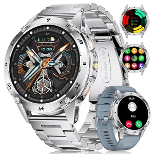 Military Smart Watch for Men iPhone Android 1.43" HD Amoled Rugged 110+ Sport Modes IP68 Waterproof Answer/Make Call Fitness Running Heart Rate Blood Pressure Health Mens Smartwatch Military Smart Watch for Men iPhone Android 1.43" HD Amoled Rugged 110+ Sport Modes IP68 Waterproof Answer/Make Call Fitness Running Heart Rate Blood Pressure Health Mens Smartwatch