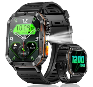 Military Smart Watch for Men, 2.01 Fitness Tracker with 1200mAh Battery Life, Bluetooth Calling, Flashlight, 5ATM Waterproof, Heart Rate & Sleep Tracking, 110+ Sports Modes for Android & iPhone Military Smart Watch for Men, 2.01 Fitness Tracker with 1200mAh Battery Life, Bluetooth Calling, Flashlight, 5ATM Waterproof, Heart Rate & Sleep Tracking, 110+ Sports Modes for Android & iPhone