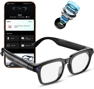 Ai Smart Glasses with Camera, 4K 8MP HD Photo and Video Recording with Real-Time Translation/Object Recognition/AI Voice Q&A/Recording, Calls and Music, UV & Blue Light Protection, Clear Lens Ai Smart Glasses with Camera, 4K 8MP HD Photo and Video Recording with Real-Time Translation/Object Recognition/AI Voice Q&A/Recording, Calls and Music, UV & Blue Light Protection, Clear Lens