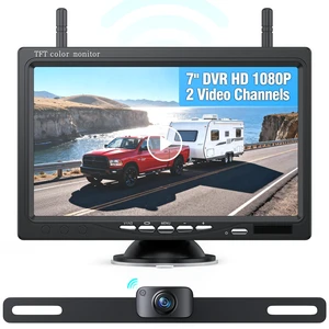 Wireless Backup Camera with 7 DVR Monitor for Trucks, 2 Channels, HD1080P Front/Rear View Camera with Night Vision, IP69K Waterproof, DIY Reserving Lines for Pickup, Car, Van, Trailer (AWTL7) Wireless Backup Camera with 7 DVR Monitor for Trucks, 2 Channels, HD1080P Front/Rear View Camera with Night Vision, IP69K Waterproof, DIY Reserving Lines for Pickup, Car, Van, Trailer (AWTL7)