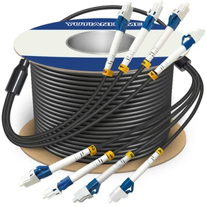 50 Meters 4 Core Industrial TPU LC to LC Outdoor Armored Fiber Optic Cable, 4 Strands OS2 Single Mode Fiber Patch Cable with LC Connectors, 9/125um, OD-5mm, Direct Burial LC-LC 50 Meters 4 Core Industrial TPU LC to LC Outdoor Armored Fiber Optic Cable, 4 Strands OS2 Single Mode Fiber Patch Cable with LC Connectors, 9/125um, OD-5mm, Direct Burial LC-LC