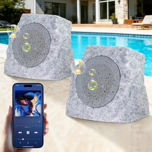 2-Pack Rock Speakers Outdoor Waterproof with RGB Color Lights Multi-Sync Up to 100 Speakers,Auto-Pairing,Solar-Powered and USB Charging for Patio Pool Party Yard Garden Outside 2-Pack Rock Speakers Outdoor Waterproof with RGB Color Lights Multi-Sync Up to 100 Speakers,Auto-Pairing,Solar-Powered and USB Charging for Patio Pool Party Yard Garden Outside