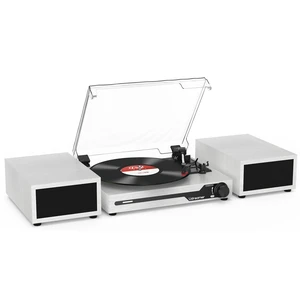 Vinyl Record Player with External Speakers BT 5.3 Wireless Turntable Portable with 3 Speed USB Vintage Wooden White Vinyl Record Player with External Speakers BT 5.3 Wireless Turntable Portable with 3 Speed USB Vintage Wooden White