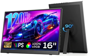 120Hz Portable Gaming Monitor 16" 1200P FHD 100% sRGB Portable Display with Adjustable Stand, USB-C & HDMI External Monitor & Travel Screen for Laptop Mac PC Phone Xbox PS5 Switch 120Hz Portable Gaming Monitor 16" 1200P FHD 100% sRGB Portable Display with Adjustable Stand, USB-C & HDMI External Monitor & Travel Screen for Laptop Mac PC Phone Xbox PS5 Switch