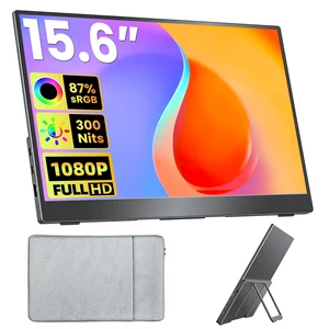 Portable Monitor 15.6 inch FHD 87% sRGB 60Hz IPS HDR HDMI USB-C Travel Monitor for Laptop MacBook PC Surface PS5 Xbox, External Display with Kickstand & Speakers, VESA Compatible Portable Monitor 15.6 inch FHD 87% sRGB 60Hz IPS HDR HDMI USB-C Travel Monitor for Laptop MacBook PC Surface PS5 Xbox, External Display with Kickstand & Speakers, VESA Compatible