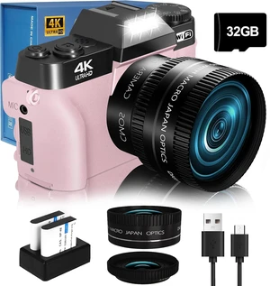 2026 Upgrade Digital Camera for Photography Vlogging Camera for YouTube with WiFi, 180° Flip Screen, 16X Digital Zoom, 52mm Lens, 2 Batteries, 32GB Micro SD Card(Pink) 2026 Upgrade Digital Camera for Photography Vlogging Camera for YouTube with WiFi, 180° Flip Screen, 16X Digital Zoom, 52mm Lens, 2 Batteries, 32GB Micro SD Card(Pink)