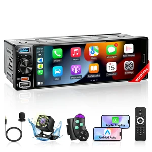 Single Din Radio Car Stereo with Wireless Apple Carplay & Android Auto, 6.5" IPS Touchscreen Car Radio with Bluetooth 1080P Backup Camera Navigation Mirror Link AM/FM USB & Type-C Fast Charging EQ SWC Single Din Radio Car Stereo with Wireless Apple Carplay & Android Auto, 6.5" IPS Touchscreen Car Radio with Bluetooth 1080P Backup Camera Navigation Mirror Link AM/FM USB & Type-C Fast Charging EQ SWC