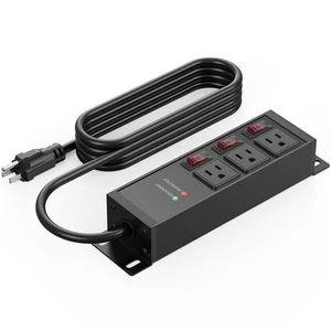 3 Outlet Heavy Duty Surge Protector Power Strip 20 Amp Individual Switches. 12 Gauge Extension Cord, Overload, Ground Protection. Garage Wall Mount Electric Extender, 25FT, Black 3 Outlet Heavy Duty Surge Protector Power Strip 20 Amp Individual Switches. 12 Gauge Extension Cord, Overload, Ground Protection. Garage Wall Mount Electric Extender, 25FT, Black