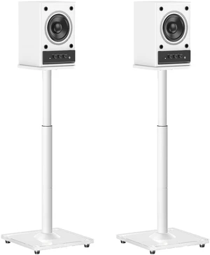 Universal Speaker Stands Pair, 28.3" to 37.4" Height Adjustable Floor Speaker Stands, Holds Bookshelf & Large Satellite Studio Speakers, Cable Concealing, 22LBS Capacity, 9.8" Plate, White Universal Speaker Stands Pair, 28.3" to 37.4" Height Adjustable Floor Speaker Stands, Holds Bookshelf & Large Satellite Studio Speakers, Cable Concealing, 22LBS Capacity, 9.8" Plate, White