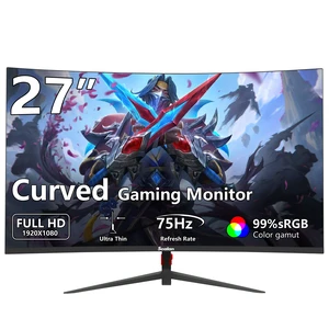 27 inch Curved Gaming Monitor, FHD 1920x1080, 75Hz/100Hz Refresh Rate, 1800R Curvature, HDR,99% sRGB,1800R,HDMI,Ultra-Thin Bezel, VESA Mountable, for Home Office/Gaming/Entertainment 27 inch Curved Gaming Monitor, FHD 1920x1080, 75Hz/100Hz Refresh Rate, 1800R Curvature, HDR,99% sRGB,1800R,HDMI,Ultra-Thin Bezel, VESA Mountable, for Home Office/Gaming/Entertainment