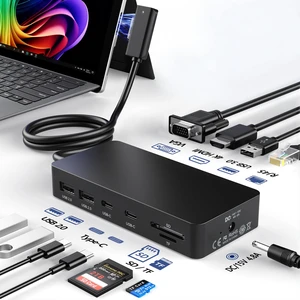 Surface Docking Station, 11-in-1 Triple Display (Surface +4K HDMI +VGA), USB-C/USB-A/SD/TF/Ethernet, Compatible with Surface Pro 11/10/9/8/X/7/6/5/4/3, Laptop, Book Go, Black Surface Docking Station, 11-in-1 Triple Display (Surface +4K HDMI +VGA), USB-C/USB-A/SD/TF/Ethernet, Compatible with Surface Pro 11/10/9/8/X/7/6/5/4/3, Laptop, Book Go, Black