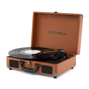 Journey II (2025 Model) Bluetooth Suitcase Record Player Built-in Stereo Speakers with Enhanced Bass, 3-Speed Turntable, Bluetooth Input and Output, RCA & Headphone Outputs (Brown) Journey II (2025 Model) Bluetooth Suitcase Record Player Built-in Stereo Speakers with Enhanced Bass, 3-Speed Turntable, Bluetooth Input and Output, RCA & Headphone Outputs (Brown)