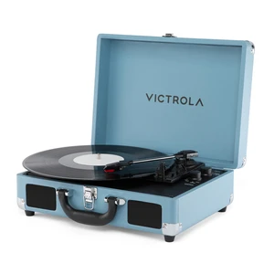 Journey II (2025 Model) Bluetooth Suitcase Record Player Built-in Stereo Speakers with Enhanced Bass, 3-Speed Turntable, Bluetooth Input and Output, RCA & Headphone Outputs (Blue) Journey II (2025 Model) Bluetooth Suitcase Record Player Built-in Stereo Speakers with Enhanced Bass, 3-Speed Turntable, Bluetooth Input and Output, RCA & Headphone Outputs (Blue)