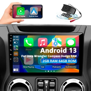 Car Radio Stereo for Jeep Wrangler JK 2007-2018 Dodge Ram 1500 2500 3500 Grand Cherokee, Android 13 2G+64G with CarPlay Android Auto 10 inch Touchscreen Head Unit, GPS BT WiFi AM/FM, Rear View Camera Car Radio Stereo for Jeep Wrangler JK 2007-2018 Dodge Ram 1500 2500 3500 Grand Cherokee, Android 13 2G+64G with CarPlay Android Auto 10 inch Touchscreen Head Unit, GPS BT WiFi AM/FM, Rear View Camera
