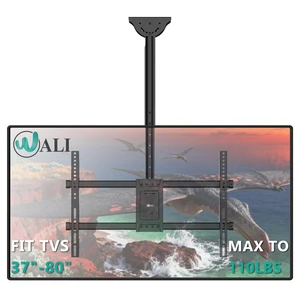 Ceiling TV Mount for Most 37 to 80 inch Flat Screen Display, Hanging TV Mount Bracket with Swivel, Tilt Fits LED, LCD, OLED 4K TVs up to 110lbs, Max Mounting Holes 600x400mm (CM3770), Black Ceiling TV Mount for Most 37 to 80 inch Flat Screen Display, Hanging TV Mount Bracket with Swivel, Tilt Fits LED, LCD, OLED 4K TVs up to 110lbs, Max Mounting Holes 600x400mm (CM3770), Black