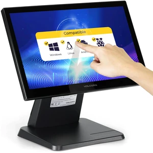 15.6" Black LED Touch Screen Monitor with Metal Stand - Backlit 1366 * 768 with VGA HDMI Connection for Small Business, Restaurant, Office - No Driver Required (Not Compatible with macOS/iOS) 15.6" Black LED Touch Screen Monitor with Metal Stand - Backlit 1366 * 768 with VGA HDMI Connection for Small Business, Restaurant, Office - No Driver Required (Not Compatible with macOS/iOS)