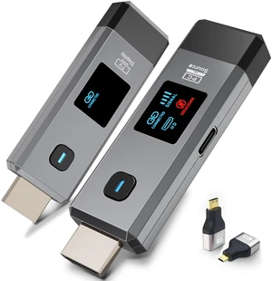 Wireless HDMI Transmitter and Receiver 328ft/100m Extender 4K Decode Input 1080P Output Plug&Play Portable 2.4G/5.8G for Video and Audio to Monitor from PC/Projector/TV Box,with LED Display Wireless HDMI Transmitter and Receiver 328ft/100m Extender 4K Decode Input 1080P Output Plug&Play Portable 2.4G/5.8G for Video and Audio to Monitor from PC/Projector/TV Box,with LED Display