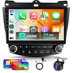 5Ghz WiFi 8Core 4G+64G Radio for Honda Accord 7th 2003-2007,Car Stereo with Wireless Carplay Android Auto,10.1'' 1280x720P IPS Screen,DSP 46EQ,5.0Bluetooth,IP69K Backup Camera,MirrorLink RCA SWC FM 5Ghz WiFi 8Core 4G+64G Radio for Honda Accord 7th 2003-2007,Car Stereo with Wireless Carplay Android Auto,10.1'' 1280x720P IPS Screen,DSP 46EQ,5.0Bluetooth,IP69K Backup Camera,MirrorLink RCA SWC FM