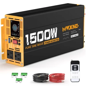 1500W Pure Sine Wave Power Inverter DC 12V to AC 110V 120V Converter with 2 AC Outlets, QC3.0 18W USB-A, PD30W USB-C Port Car Inverter with LCD Display and Remote Control for Truck RV Home 1500W Pure Sine Wave Power Inverter DC 12V to AC 110V 120V Converter with 2 AC Outlets, QC3.0 18W USB-A, PD30W USB-C Port Car Inverter with LCD Display and Remote Control for Truck RV Home
