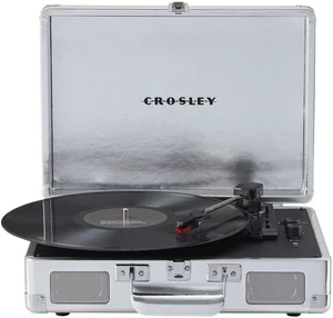 CR8005F-SI Cruiser Plus Vintage 3-Speed Bluetooth in/Out Suitcase Vinyl Record Player Turntable with Built-in Speakers, Silver CR8005F-SI Cruiser Plus Vintage 3-Speed Bluetooth in/Out Suitcase Vinyl Record Player Turntable with Built-in Speakers, Silver