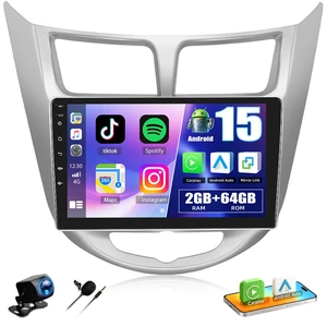 for Hyundai Accent Verna Solaris 2010-2016 Android 15 Car Radio, 2+64G Wireless Carplay/Android Auto 9" IPS Touch Screen Car Stereo with Bluetooth/GPS Navi WiFi +AHD Backup Camera+MIC for Hyundai Accent Verna Solaris 2010-2016 Android 15 Car Radio, 2+64G Wireless Carplay/Android Auto 9" IPS Touch Screen Car Stereo with Bluetooth/GPS Navi WiFi +AHD Backup Camera+MIC