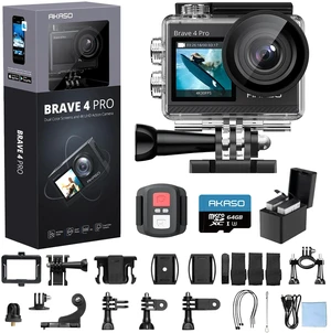 Brave 4 Pro 4K30 Action Camera with 64GB MicroSD U3 Card, 131FT Underwater Waterproof Camera EIS Touch Screen Remote Control with 2x1350mAh Batteries and Helmet Accessories Kit Bundle Brave 4 Pro 4K30 Action Camera with 64GB MicroSD U3 Card, 131FT Underwater Waterproof Camera EIS Touch Screen Remote Control with 2x1350mAh Batteries and Helmet Accessories Kit Bundle