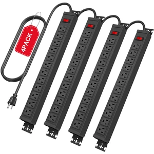 4 Pack Rotating Mountable Power Strip, 12 Outlet Wall Mount Surge Protector,1200J, Metal Heavy Duty and Versatile Outlet Strip, Stylish Appearance, Sturdy and Durable, 6ft Power Cord.(Black) 4 Pack Rotating Mountable Power Strip, 12 Outlet Wall Mount Surge Protector,1200J, Metal Heavy Duty and Versatile Outlet Strip, Stylish Appearance, Sturdy and Durable, 6ft Power Cord.(Black)