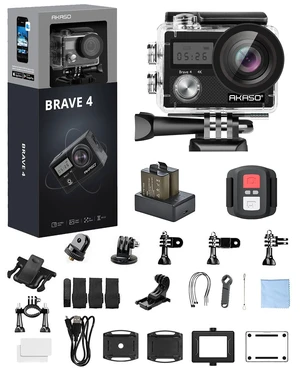Brave 4 Action Camera 4K 30fps Ultra HD WiFi Sport Cameras with 170° FOV, Image Stabilization, 131FT Waterproof Underwater Camera with 2x1050mAh Batteries, Helmet Accessories Kit Brave 4 Action Camera 4K 30fps Ultra HD WiFi Sport Cameras with 170° FOV, Image Stabilization, 131FT Waterproof Underwater Camera with 2x1050mAh Batteries, Helmet Accessories Kit