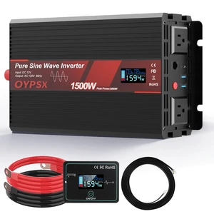 1500W Power Inverter 12V to 110V 120V AC Pure Sine Wave Inverter for RV Truck Camping,Outdoor Off-Grid Power Converter with LCD Display,Wired Controller,AC Outlets USB Ports (12V-1500Watt) 1500W Power Inverter 12V to 110V 120V AC Pure Sine Wave Inverter for RV Truck Camping,Outdoor Off-Grid Power Converter with LCD Display,Wired Controller,AC Outlets USB Ports (12V-1500Watt)