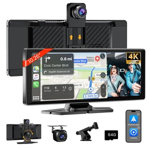 10.26" HD Carplay Screen for Car Stereo, 4K Dash Cam Wireless Portable Touch Screen Car Play with Apple Carplay & Android Auto with 1080P Back Up Camera, Bluetooth, Mirror Link, GPS, AUX+64GB 10.26" HD Carplay Screen for Car Stereo, 4K Dash Cam Wireless Portable Touch Screen Car Play with Apple Carplay & Android Auto with 1080P Back Up Camera, Bluetooth, Mirror Link, GPS, AUX+64GB