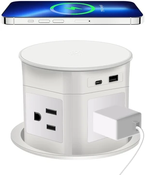 Pop Up Outlet 15W Wireless Charger,4 Outlets 1875W USB C PD20W Super Charging 6.5FT 16AWG Cable 3.86 inch Hole Pop Up Power Outlet for Kitchen Countertop,Office Conference Table UL Testing -White Pop Up Outlet 15W Wireless Charger,4 Outlets 1875W USB C PD20W Super Charging 6.5FT 16AWG Cable 3.86 inch Hole Pop Up Power Outlet for Kitchen Countertop,Office Conference Table UL Testing -White